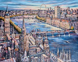 Majestic London by Phillip Bissell - Original Painting on Box Canvas sized 39x31 inches. Available from Whitewall Galleries